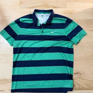 Nike Men’s Teal and Navy Striped Polo